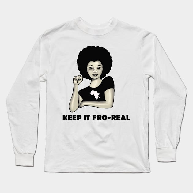 Keep It Fro-Real Afro Design Long Sleeve T-Shirt by johnnie2749